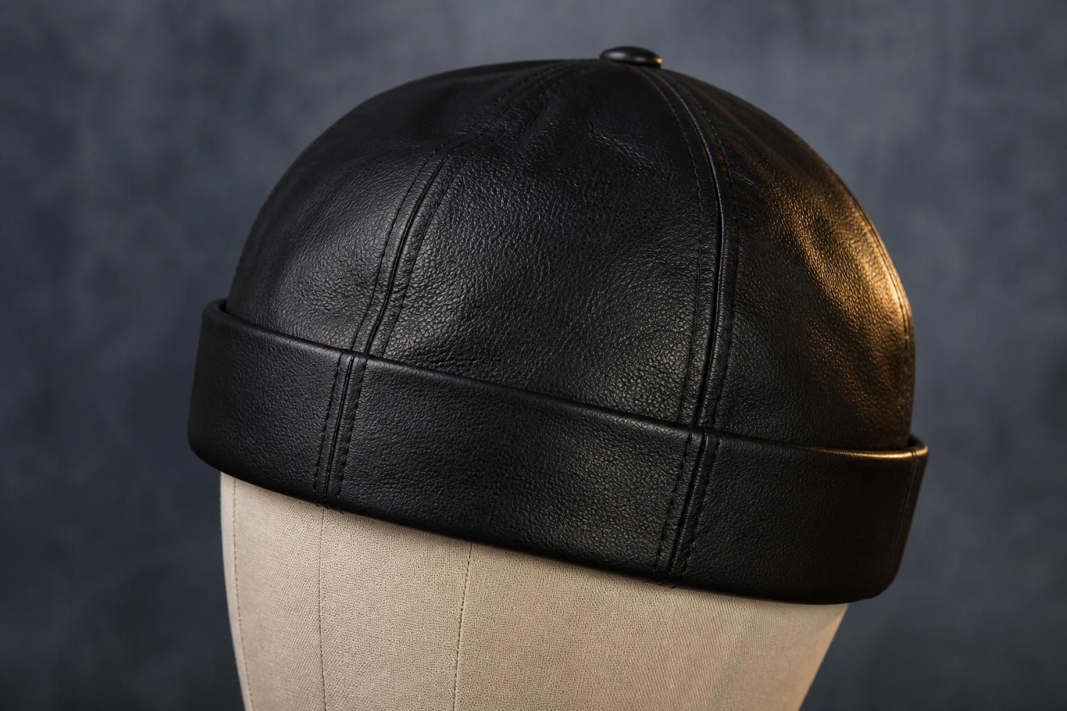 Leather Beanie Cap